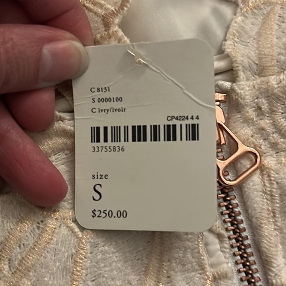 Free People X Saylor Jessa Ivory Foil Dress NWT - Picture 7 of 7